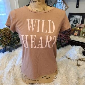 Old Navy - Tan Wild Heart T-shirt - XL (14-16)